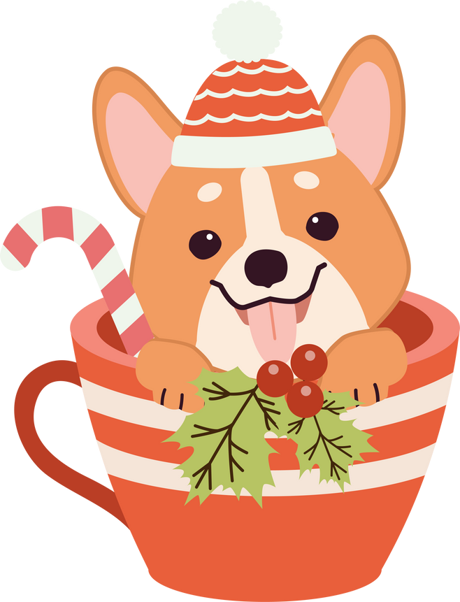 Cute Corgi Sitting in a Cup