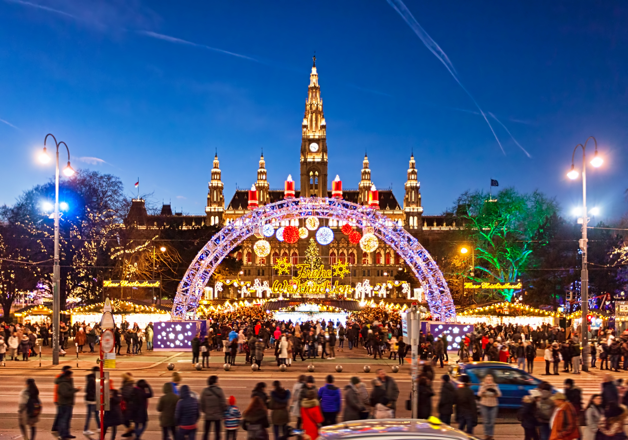 Christmas market on Rathausplatz in Vienna.